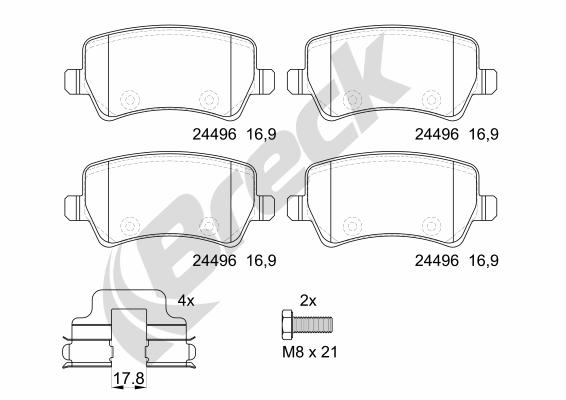 Brake Pad Set, disc brake - 24496 00 702 00 BRECK